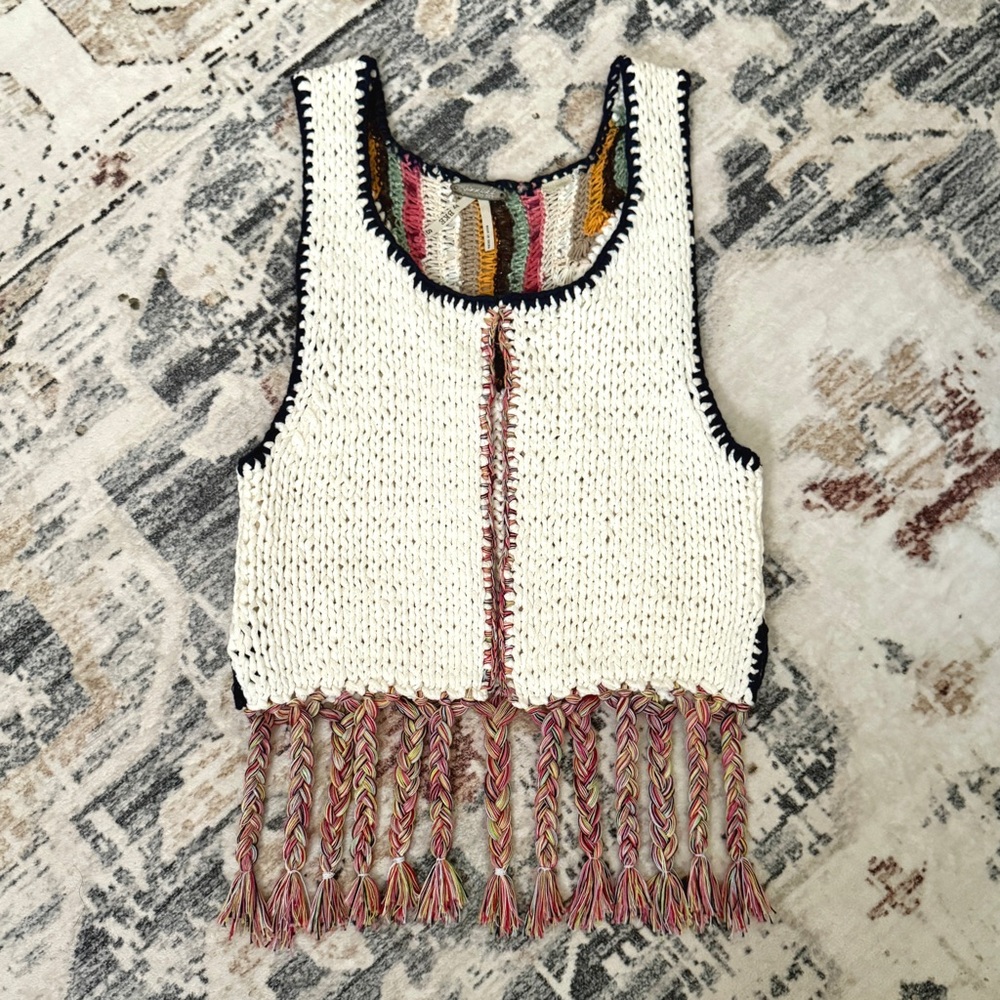 Boho Braided Fringe Crochet Vest